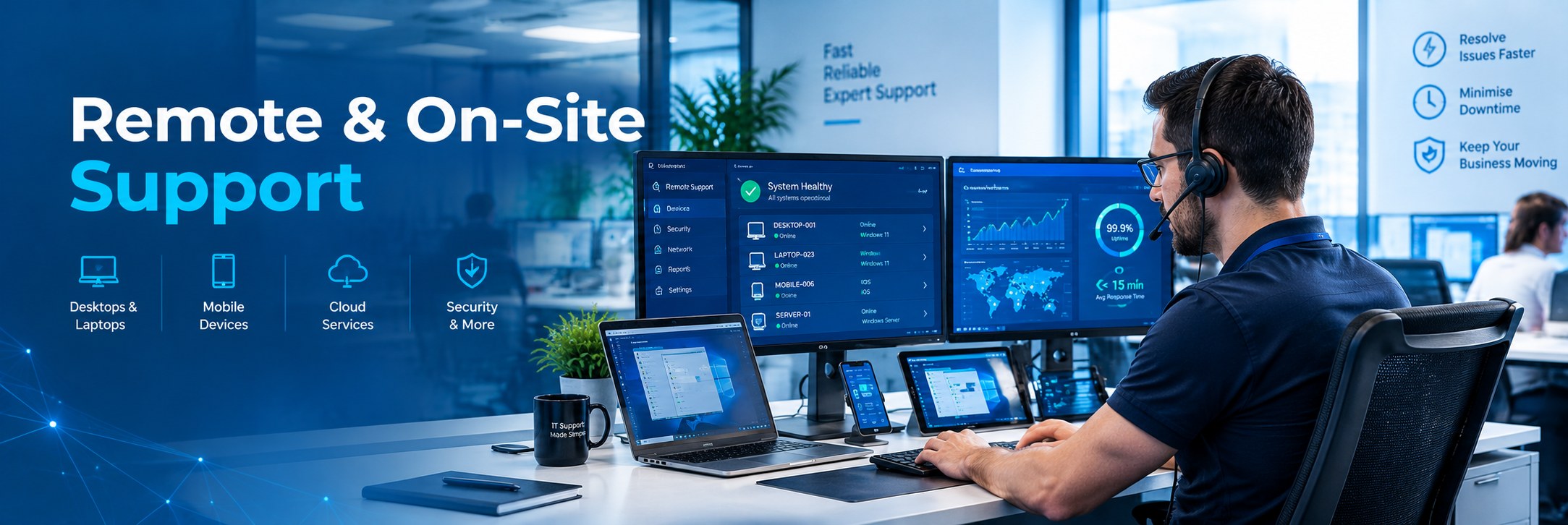 IT engineer providing remote support